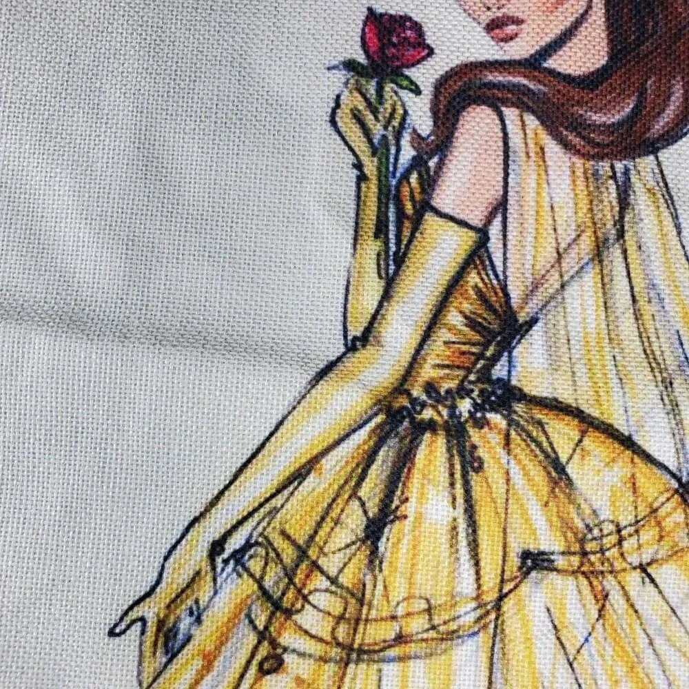Belle Throw Pillowcase Beauty Beast Princess Sham Accent Pillow Cushion Cover